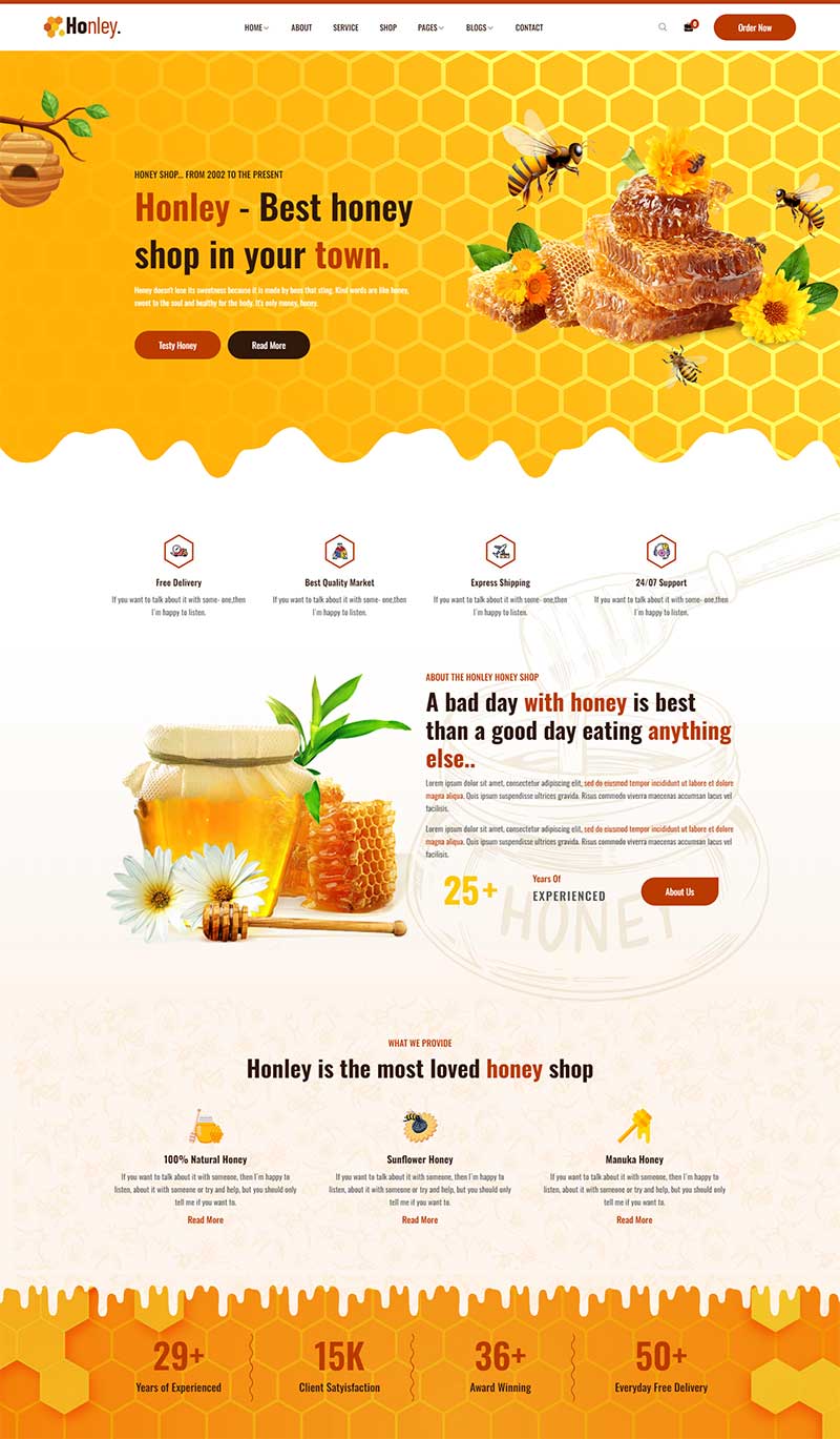 HTML5蜂蜜购物商城前端静态网页模板
